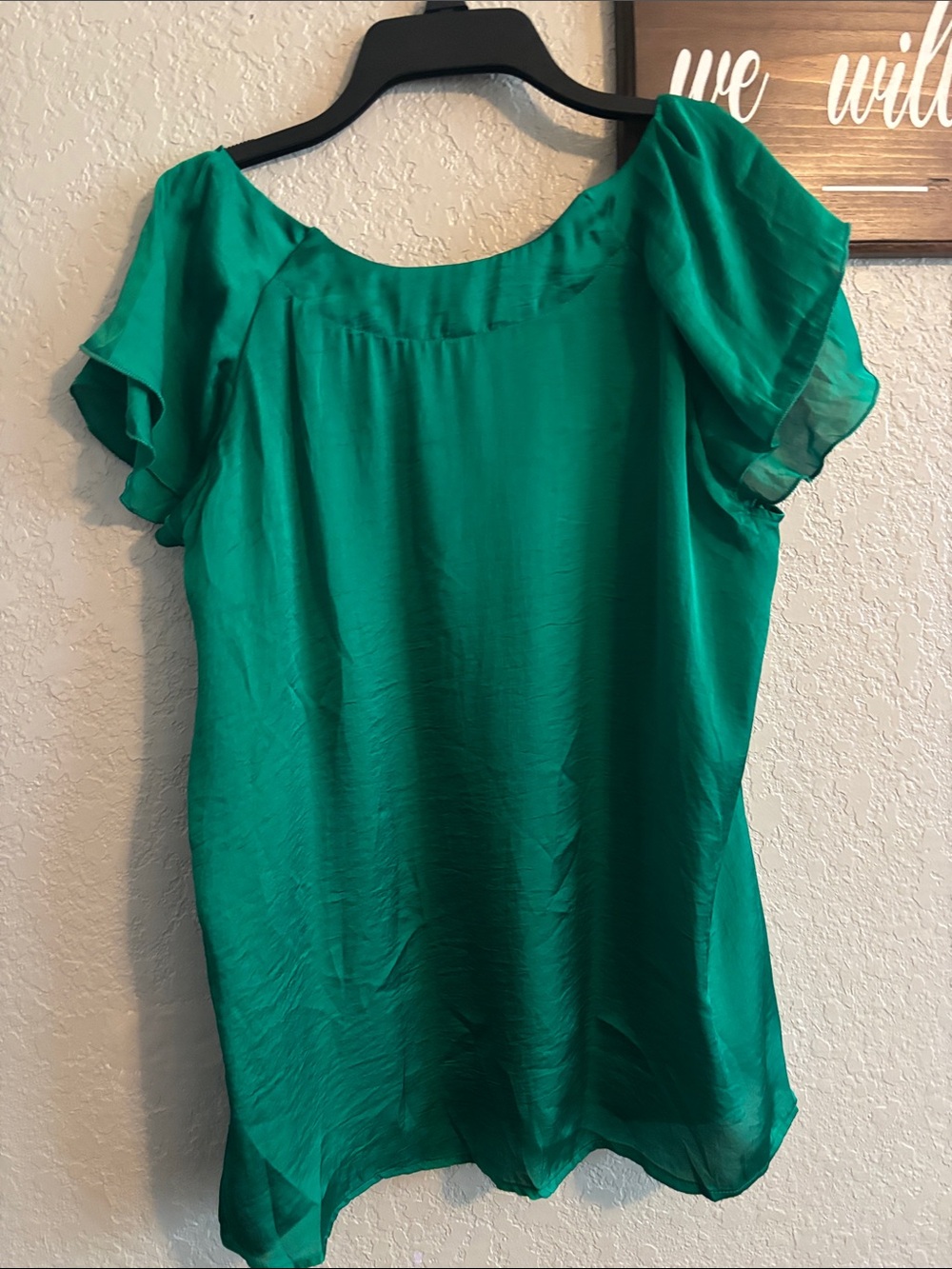 Notations Emerald Green Ruffled Sleeve Blouse - Picture 5 of 7